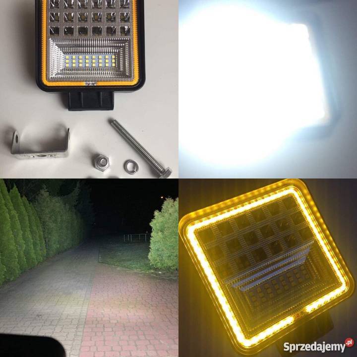 126w Square LED Work Lights with Yellow Halo Ring-DRL-for-Off-road-cars